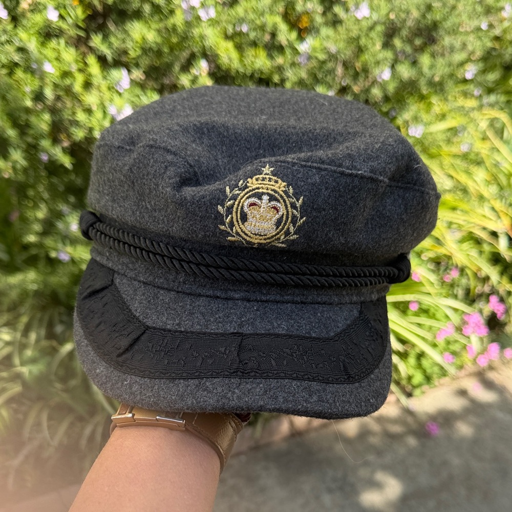 NWT Free People Charcoal and Black Cap with Gold Embroidery - Picture 2 of 8